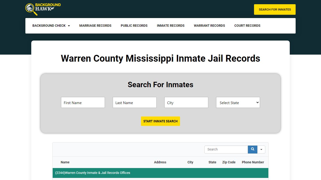 Inmate Jail Records in Warren County , Mississippi